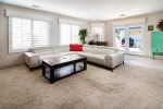 The large living area is perfect for hanging out with friends and family